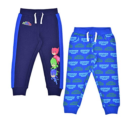 PJ Mask Catboy, Owlette and Gecko Boys 2 Pack Jogger Sweatpants Set for Toddler and Little Kids – Navy/Blue