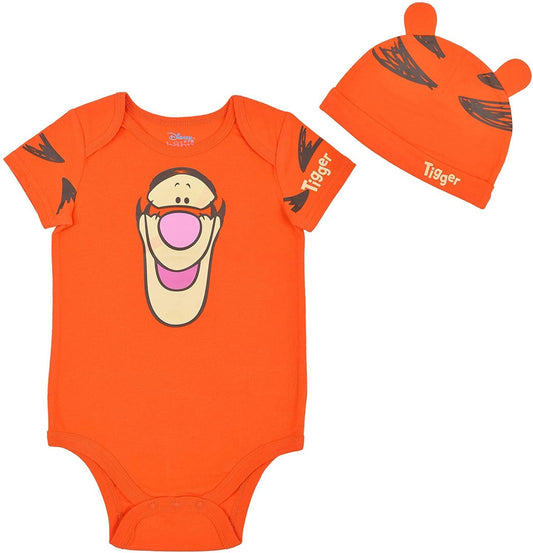 Disney Winnie The Pooh and Tigger Boys’ Costume Bodysuit and Cap for Newborn and Infant – Yellow or Orange