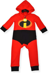 Disney The Incredibles Boys’ Long Sleeve Hooded Romper for Infant and Toddler – Red