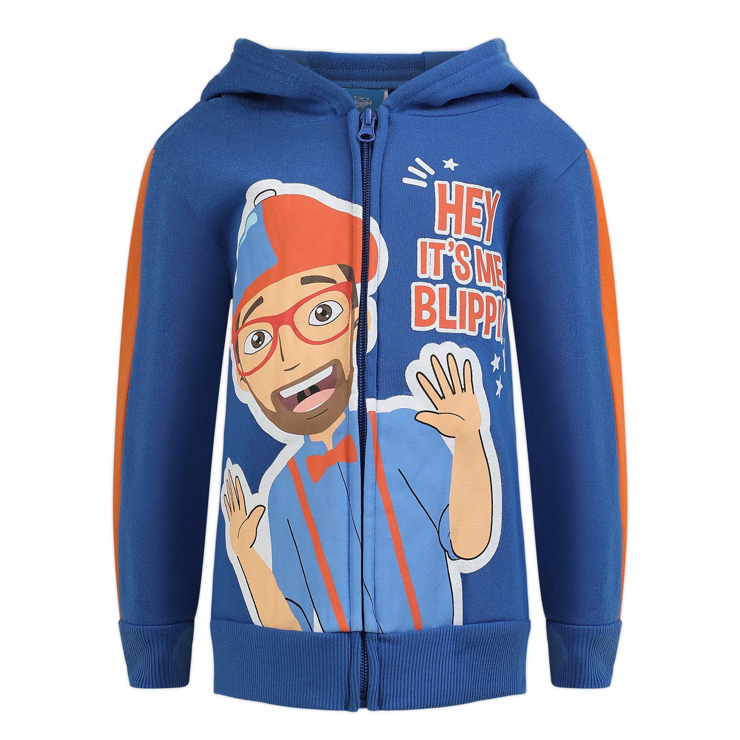 Blippi Boys 3 Piece T-Shirt, Zip Up Hoodie and Joggers Set for Toddler and Little Kids – Blue/Grey