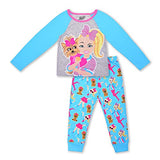 Nickelodeon Jojo Siwa Girls’ Long Sleeve Shirt and Jogger Set for Toddler and Little Kids – Blue/Grey