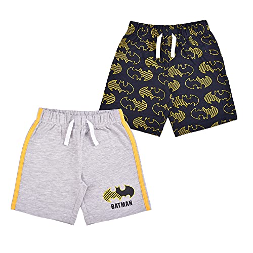 Warner Bros DC Comics Batman Boys Shorts 2 Pack for Toddler and Little Kids – Black/Grey