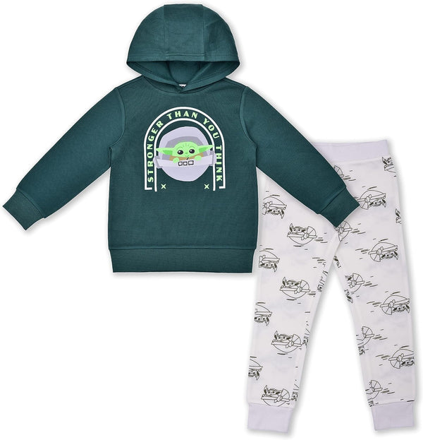 STAR WARS Baby Yoda Boys Hoodie and Jogger Pants Set for Infant, Toddler and Little Kids ? Grey/Green