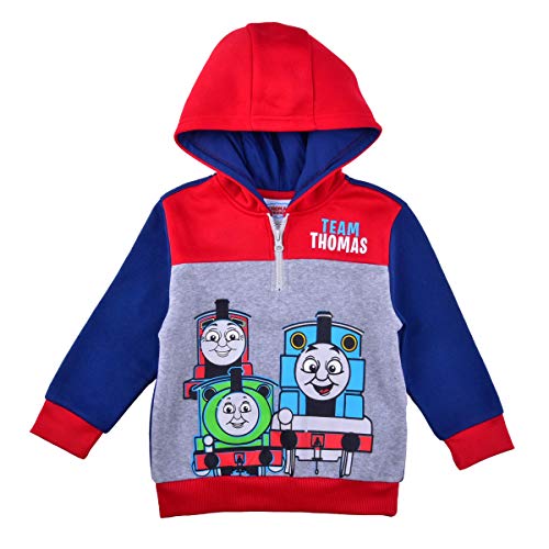 Thomas and Friends Thomas, James and Percy Boys’ Half Zip Up Hoodie for Toddler and Little Kids – Blue/Navy/Red