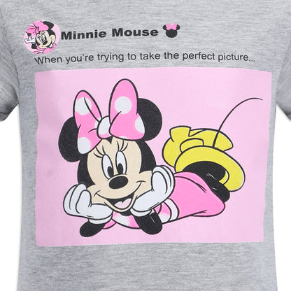 Disney Minnie Mouse Girls’ T-Shirt and Short Set for Toddler and Little Kids – Pink/Grey