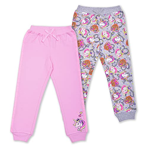 Nickelodeon Girl's 2 Pack Jojo Siwa Unicorn Jogger Pants Set , Pink/Grey Sweatpants