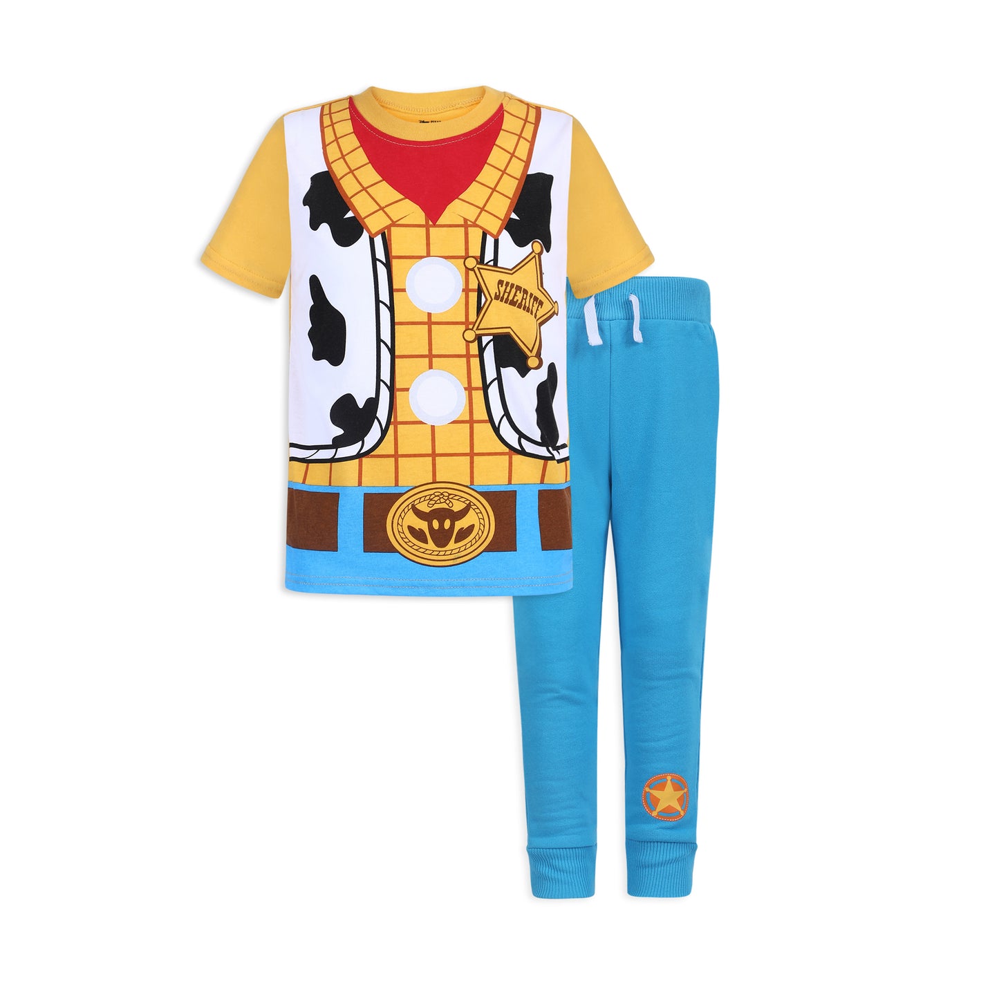 Disney Toy Story Woody and Buzz Lightyear Boys’ Costume T-Shirt and Joggers Set for Toddler and Little Kids