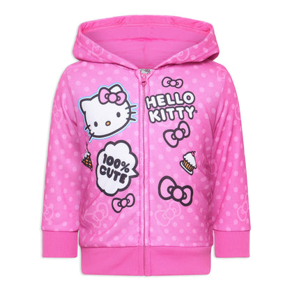 Hello Kitty Girls Zip Up Hoodie for Infant, Toddler and Big Kids – Pink