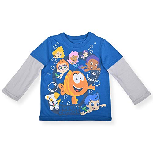 Nickelodeon Bubble Guppies Boys Long Sleeve T-Shirt for Toddler - Grey/Blue