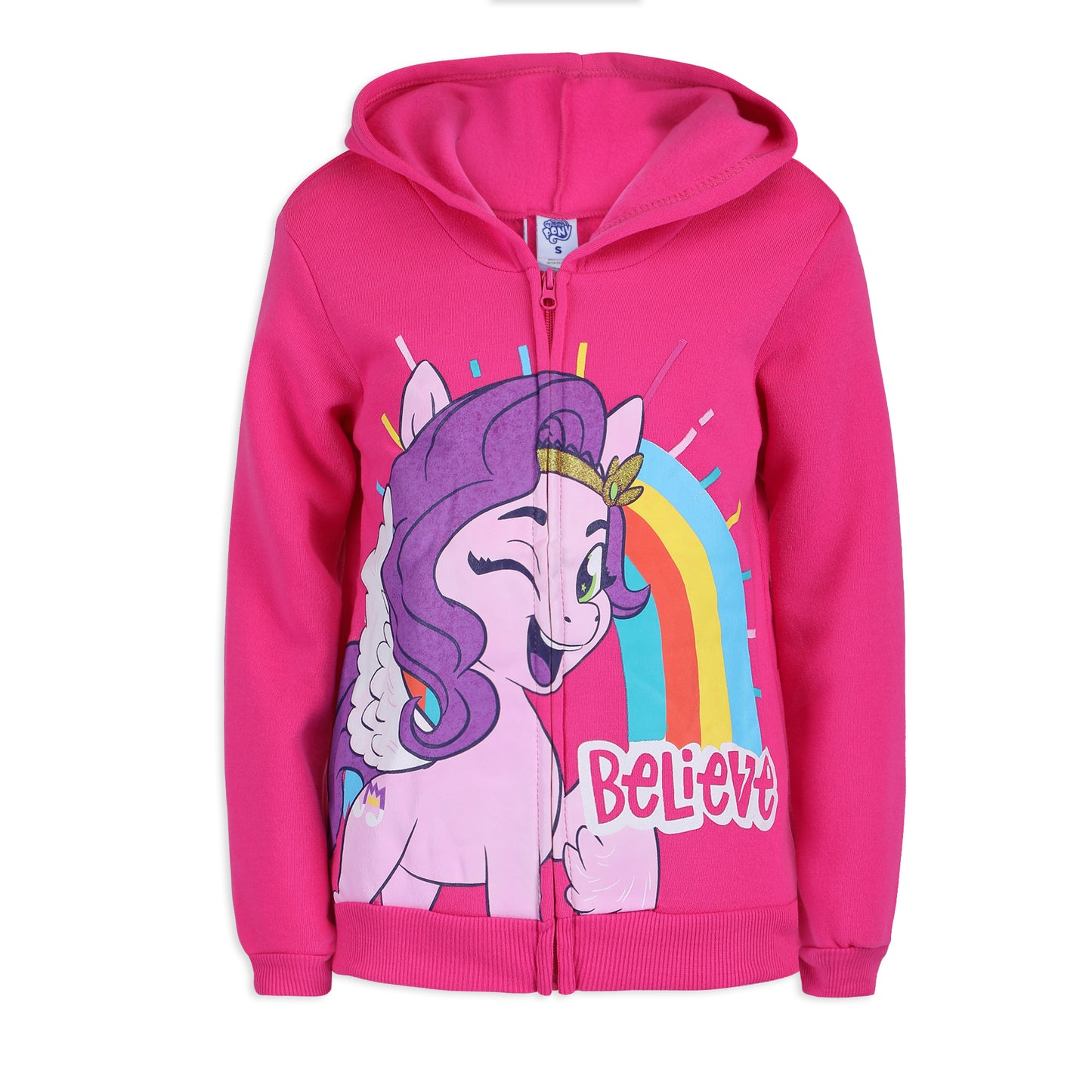 Hasbro My Little Pony Girls’ Zip Up Hoodie, Short Sleeve Tee and Legging Pants Set for Little and Big Kids – Pink/White/Blue