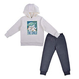 Star Wars The Mandalorian Baby Yoda Boys’ Hoodie and Joggers Set for Toddler and Little Kid – White/Black